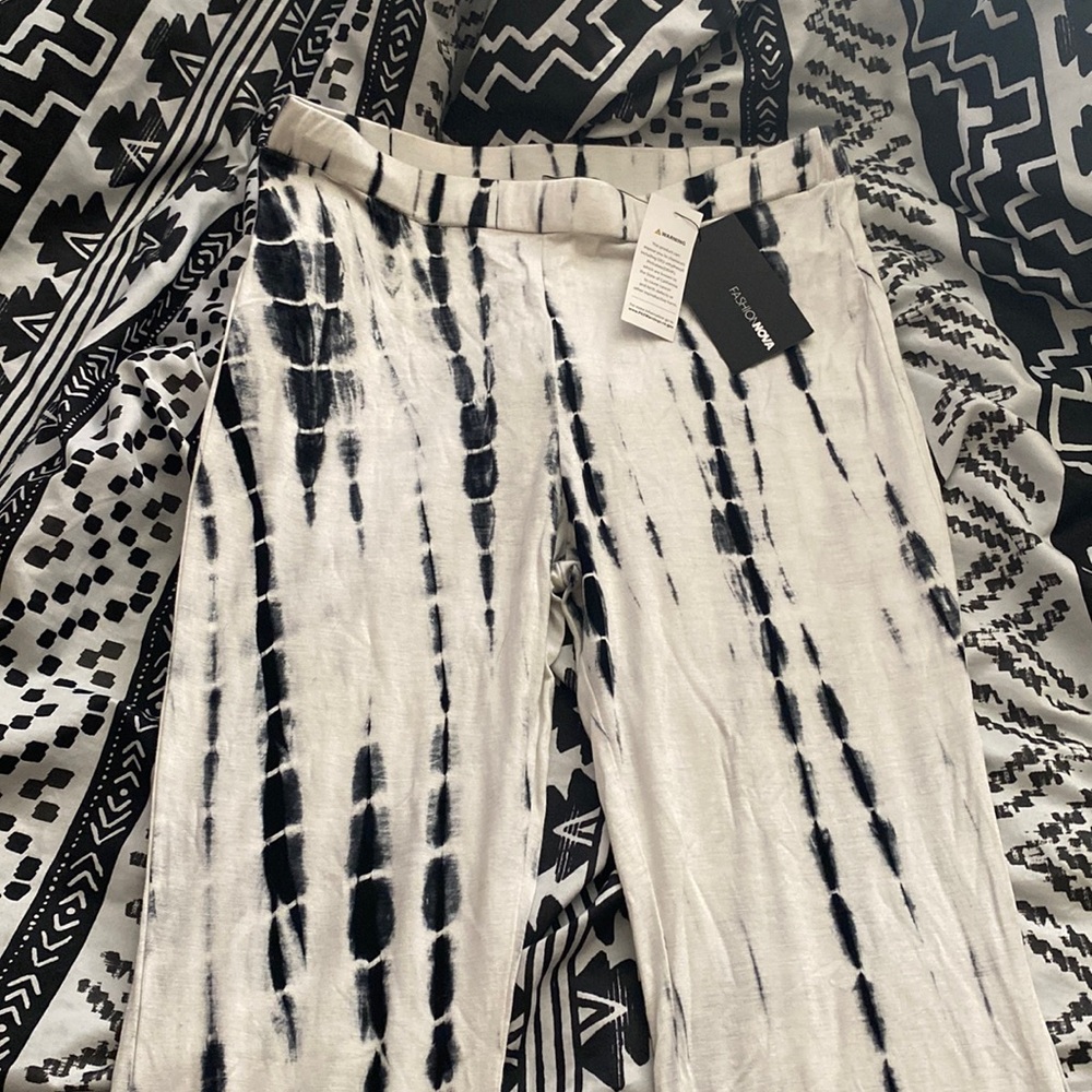 Black and White tie dye flare pants